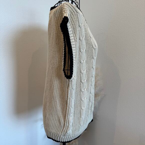 Dokotoo Tan Cozy Cable Knit Crewneck Pullover Sweater Vest Medium-Preppy - Picture 4 of 7
